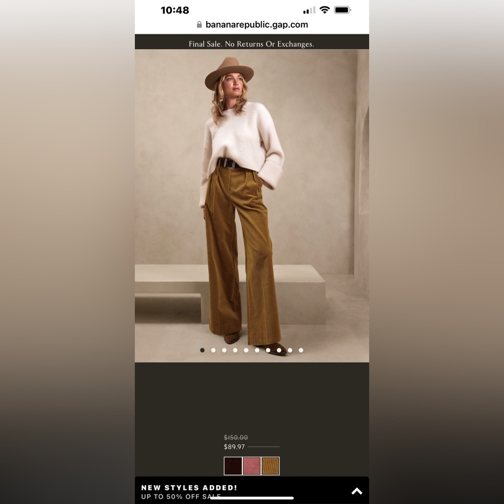 Banana Republic Corduroy Wide Leg Pant